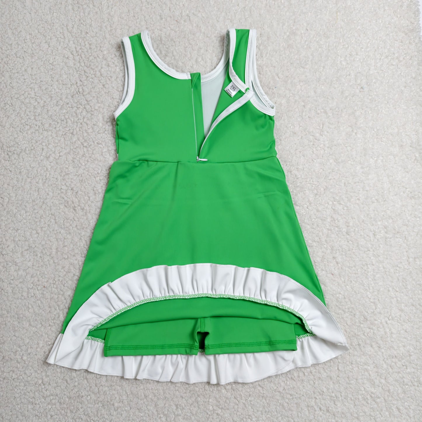 Baby Girls Kids Sleeveless Shorts Scallop Green Dress Yoga Active Clothes RTS