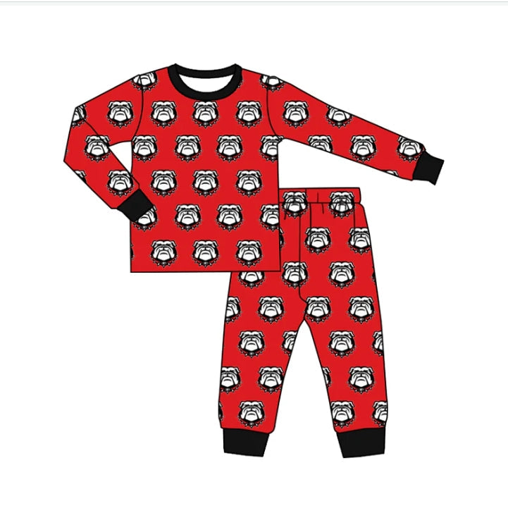 Baby Boy Long Sleeves Dog Team Red Shirt Pants Pajamas Clothes Set