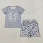 Baby Boys Short Sleeves Baseball Shirt Grey Camo Shorts Clothes Set RTS