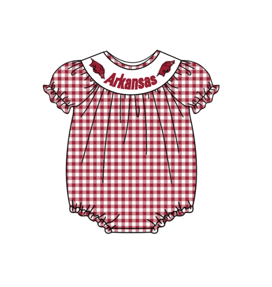 Moq 5 Baby Girl Plaid Pig One piece Summer Team Romper