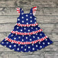 No moq Pre-order Baby Girl July 4th Stars Ruffle Dress