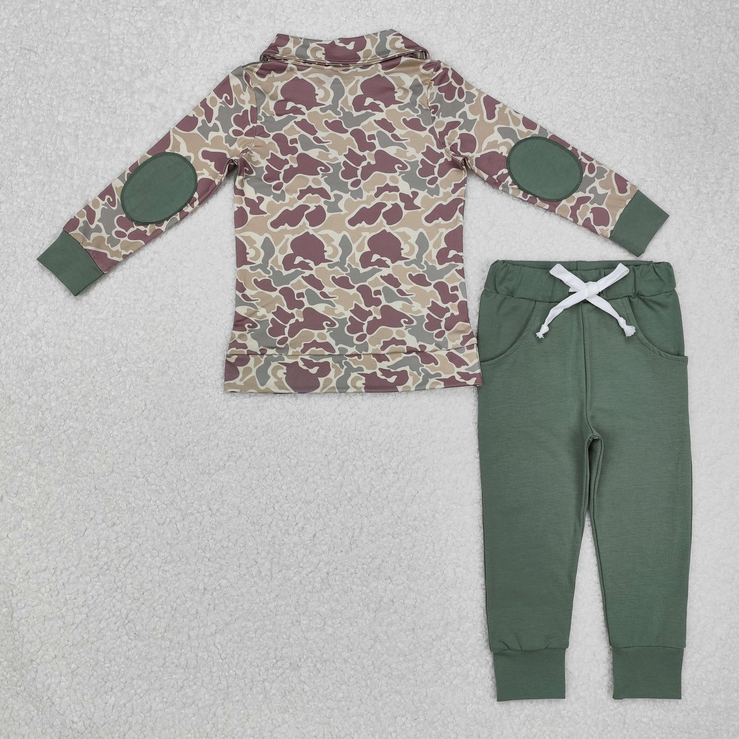 Baby Boys Fall Green Camo Pullovers Tops Shirt Pants Clothes Set