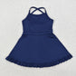 Baby Girl Navy Blue Athletic Active Wear Knee Length Yoga Dress