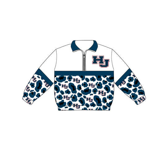 ( Moq 5 ) Baby Girls Kids Long Sleeves Leopard Team Zipper Pullover HJ Shirt Clothes