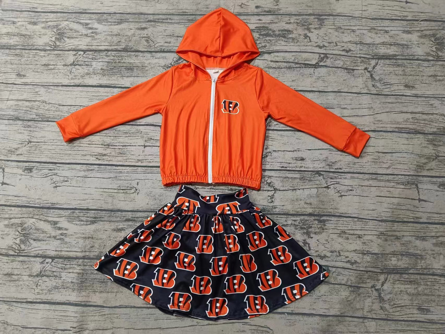 Baby Girl Toddler Zipper Hoodie Team Tops Cowboys Skirt Shorts Set Moq 5