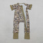 Baby Girls Kids Short Sleeves Camo Bows Zipper Sleeper Footie Romper RTS
