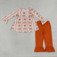 Baby Girls Kids Long Sleeves Pumpkins Bows Ruffle Tunic Pants Set Fall Clothes RTS
