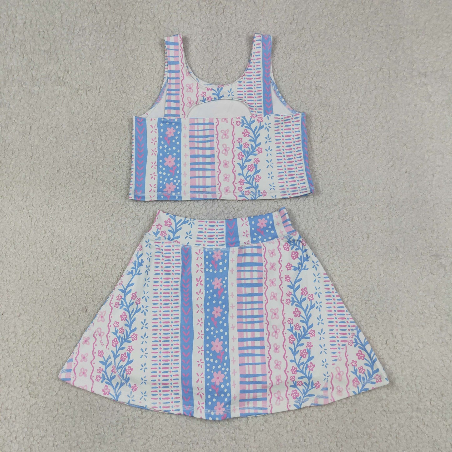 Baby Girl Sleeveless Floral Yoga Active Wear Shirt Shorts Skirt Skort Clothes Set RTS