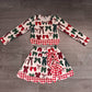 ( No moq ) Preorder Baby Girls Kids Christmas Bows Shirt Scallop Skirt Shorts Yoga Active Set Clothes