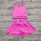 Baby Girl Pink Straps Vest Tops Shorts Skort Yoga Active Wear Clothes Set RTS