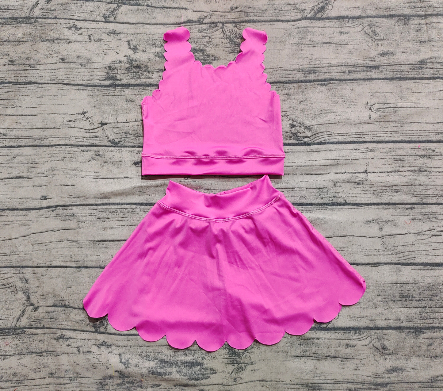 Baby Girl Pink Straps Vest Tops Shorts Skort Yoga Active Wear Clothes Set RTS