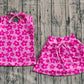Baby Girl Sleeveless Pink Flower Tops Pockets Shorts Skirt Skort Set RTS