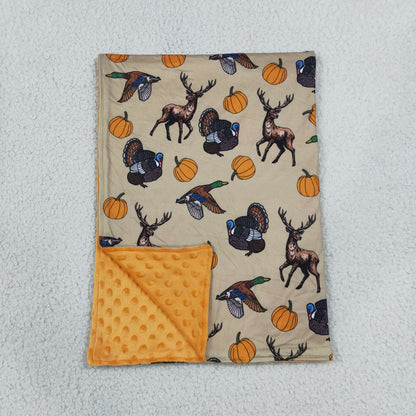 Sibling Baby Boys Girls Kids Pumpkins Deer Ducks Zipper Romper Sets Pajamas Blankets Fall Clothes RTS