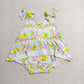 Baby Girls Infant Sleeveless Fruits Blue Stripes Summer Ruffle Romper RTS
