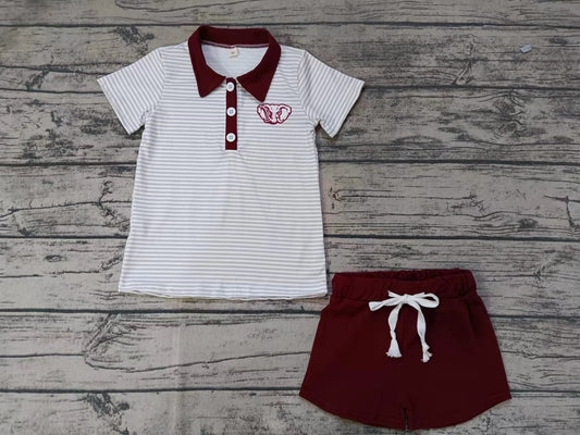 Baby Boy Short Sleeves Elephant Stripes Shirt Shorts Team Set