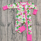 Baby Girl Long Sleeves Green Face Tree Christmas Zipper Romper RTS