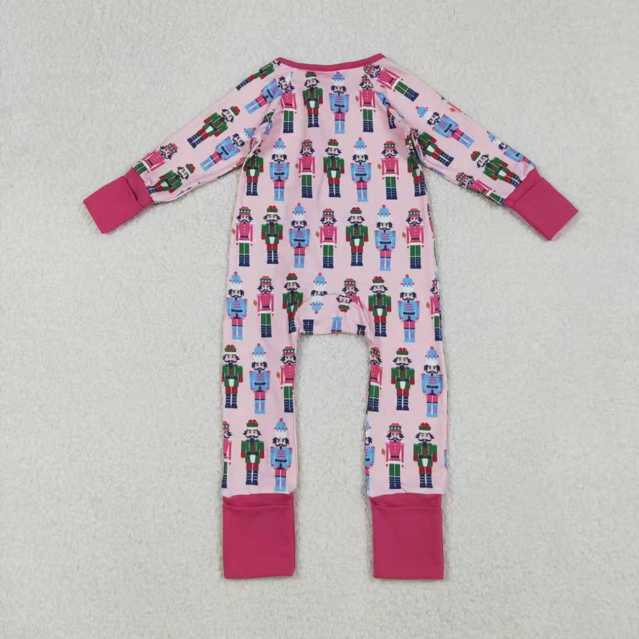 Sibling Boys Girls Long Sleeves Soldier Christmas Pajamas Zipper Romper Set Clothes RTS