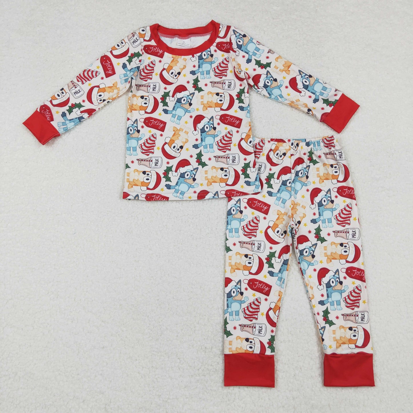 Baby Boy Long Sleeves Christmas Dogs Cake Shirt Pants Pajamas Set