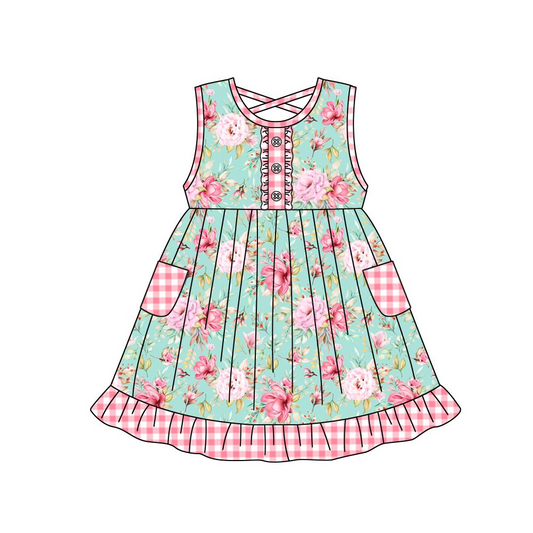 Moq 3 Pre-order GSD0972 Baby Girl Sleeveless Floral Summer Dress