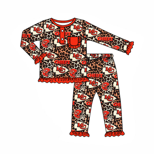 Baby Girl KC Leopard Pocket Shirt Pants Pajamas Clothes Team Set