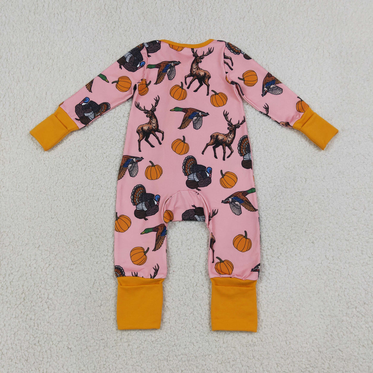 Baby Girls Infant Ducks Deer Pumpkins Fall Zipper Footie Sleeper Romper Clothes RTS