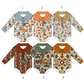 ( Moq 5 Each Style ) Sibling Baby Boys Infant Western Print Buttons Bubble Rompers Clothes