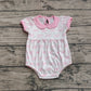 Baby Girl Infant Pink Short Sleeves Bows Bubble Romper RTS