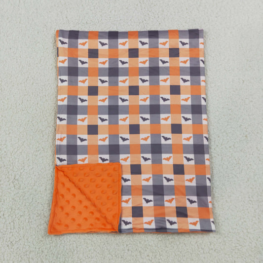 Baby Kids Bats Plaid Halloween Orange Blanket