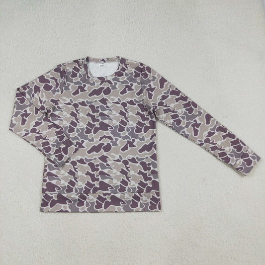 Adult Women Long Sleeve Camo Pullover Yoga Active Shirt Tops RTS