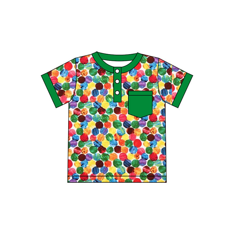 Moq 5 Colorful Caterpillar Print Boys Summer Polo Tops