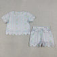 Baby Girls Kids Short Sleeves Flower Shirt Scallop Scallop Shorts Summer Set RTS