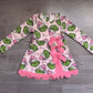 ( No moq ) Preorder Baby Girls Kids Long Sleeves Christmas Green Face Bows Scallop Dress Yoga Active Clothes