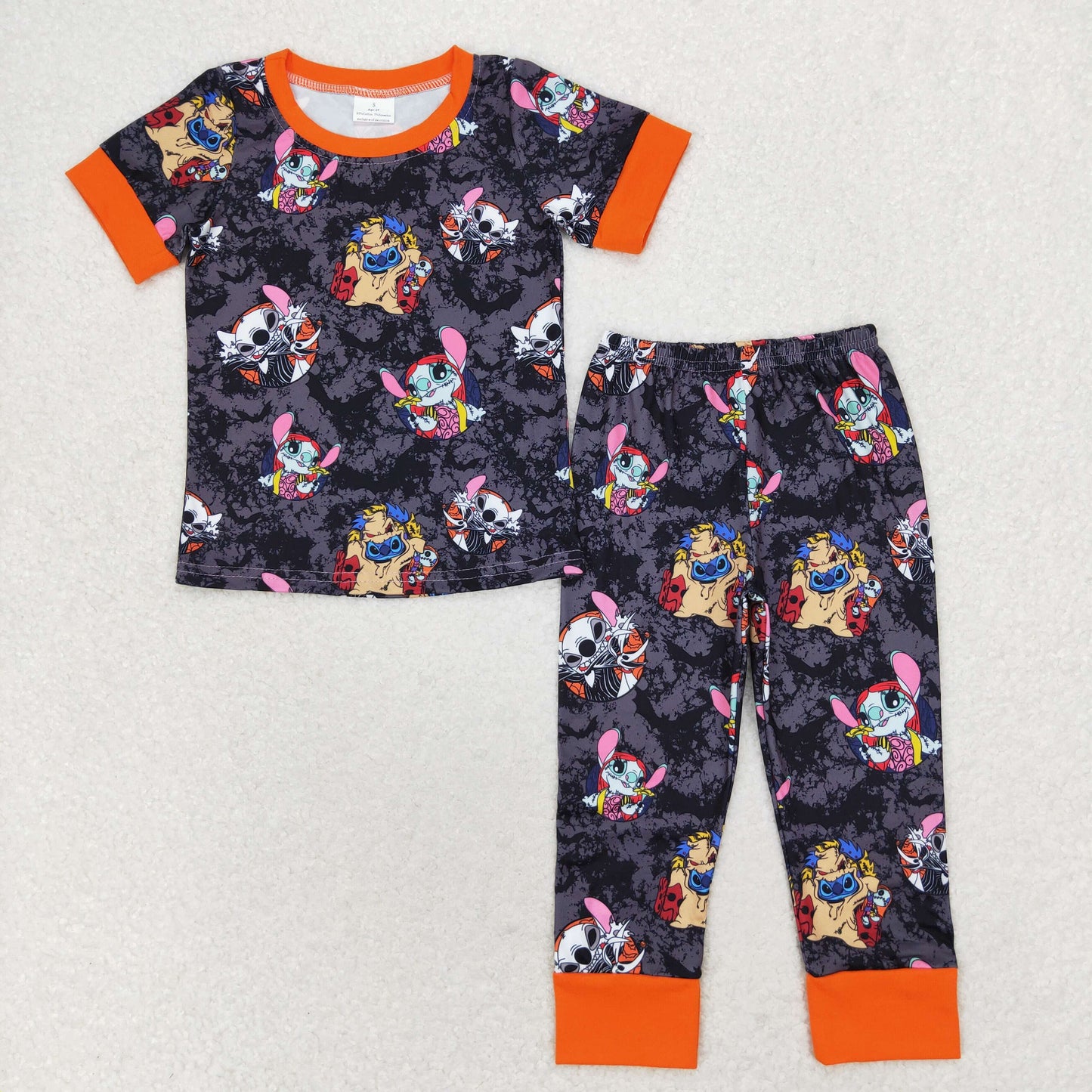 Baby Boy Halloween Cartoon Short Sleeves Shirt Pants Pajamas Set