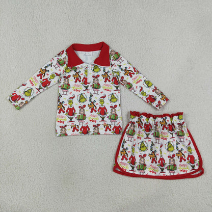 Sibling Baby Girls Kids Christmas Zipper Pullovers Shirts Skirts Shorts Sets Clothes RTS