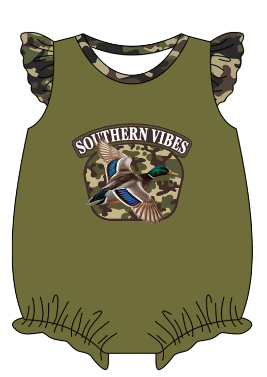 Baby Boy Girl Short Sleeves Ducks Camo Sibling Dress Romper Clothes Set ( Moq 5 Each style )12.4