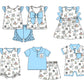 Baby Boy Girl Short Sleeves Easter Rabbit Sibling Matching Dress Romper Blue Clothes Set Moq 5 Each style