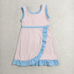 Baby Girls Kids Sleeveless Shorts Knee Length Pink Dress Yoga Active Scallop Clothes RTS