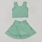 Baby Girl Green Vest Shorts Skirt Skort Clothes Yoga Active Wear Set RTS
