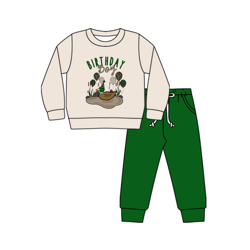 Baby Boy Birthday Ducks Shirt Green Pants Hunting Outfit Moq 5