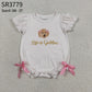 Baby Girls Infant Short Sleeves Dogs Dots Bows Bubble Romper RTS