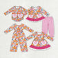 Baby Girl Pumpkin Flower Sibling Romper Dress Set