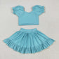 Baby Girl Light Blue Shirt Tops Skirt Yoga Active Wear Clothes Set RTS