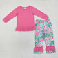 Baby Girl Long Sleeves Cotton Pink Shirt  Seaweed Pants Set