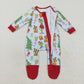 Baby Kids Infant Long Sleeves Dogs Green Face Christmas Zipper Sleepwear Romper RTS