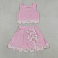 Baby Girls Pink Sleeveless Tops Bows Skirt Shorts Yoga Clothes Set RTS