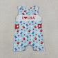 Sibling Baby Boy Girls Kids I Love USA 4th of July Dress Romper Clothes RTS