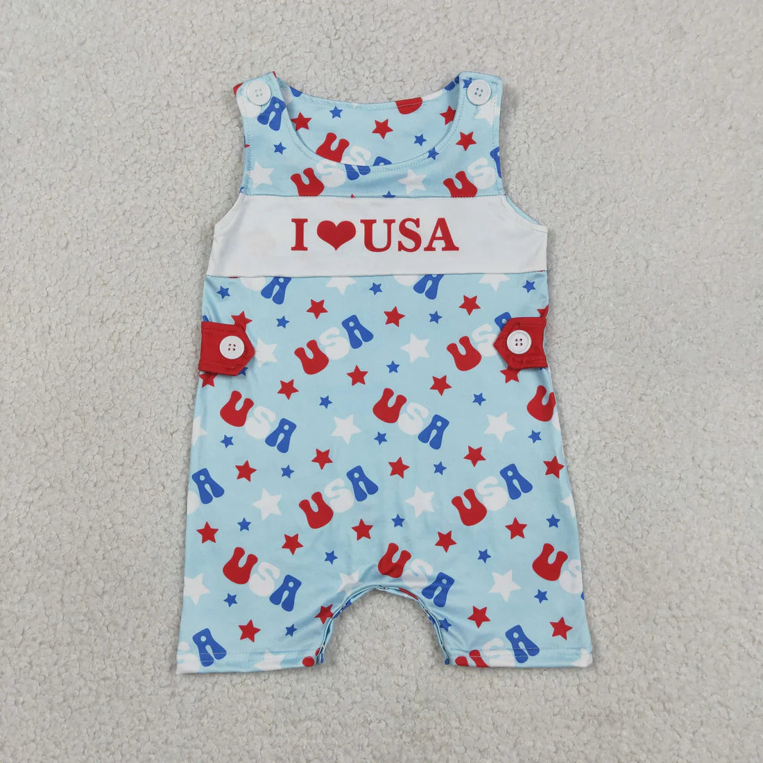 Sibling Baby Boy Girls Kids I Love USA 4th of July Dress Romper Clothes RTS