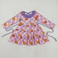 Baby Girl Long Sleeves Flower Pumpkins Knee Length Dress RTS