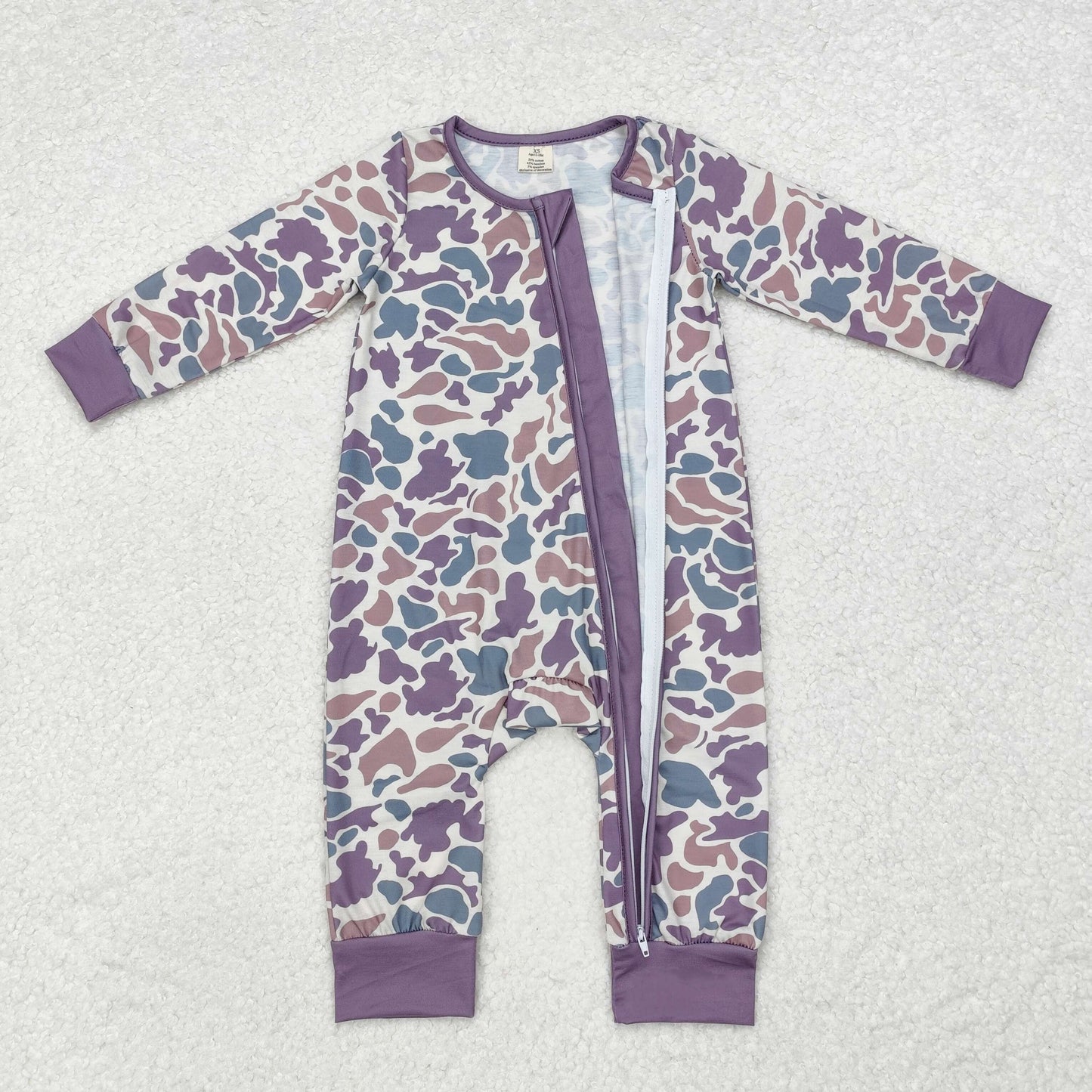 Baby Boy Long Sleeves Camo Zipper Romper