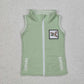 Baby Kids Green Embroidery  Duck Zipper Pocket Vest Tops